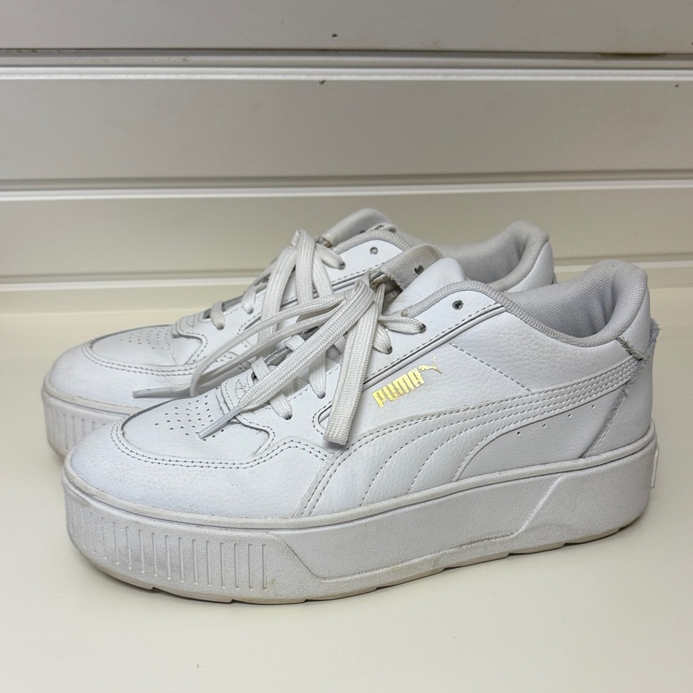 Puma Women's White and Gold Sneakers